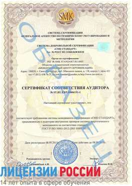 Образец сертификата соответствия аудитора №ST.RU.EXP.00006191-1 Воркута Сертификат ISO 50001