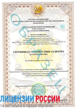 Образец сертификата соответствия аудитора №ST.RU.EXP.00014300-1 Воркута Сертификат OHSAS 18001