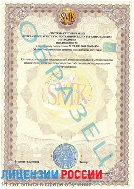 Образец сертификата соответствия (приложение) Воркута Сертификат ISO 13485